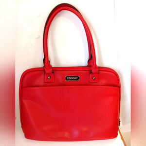 Edoday Laptop Shoulder Bag Red Color Faux Leather Women's.